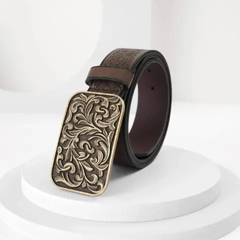 Boho Style Vintage Flower Embossed PU Buckle Belt, Belt With Buckle, Fashionable Western Style Belt for Women & Men, Trendy All-match Design Belt for Birthday Gift for Outfit Matching, Elegant Belt Buckle, Western Concho Belts, Cowboy Cowgirl Belt