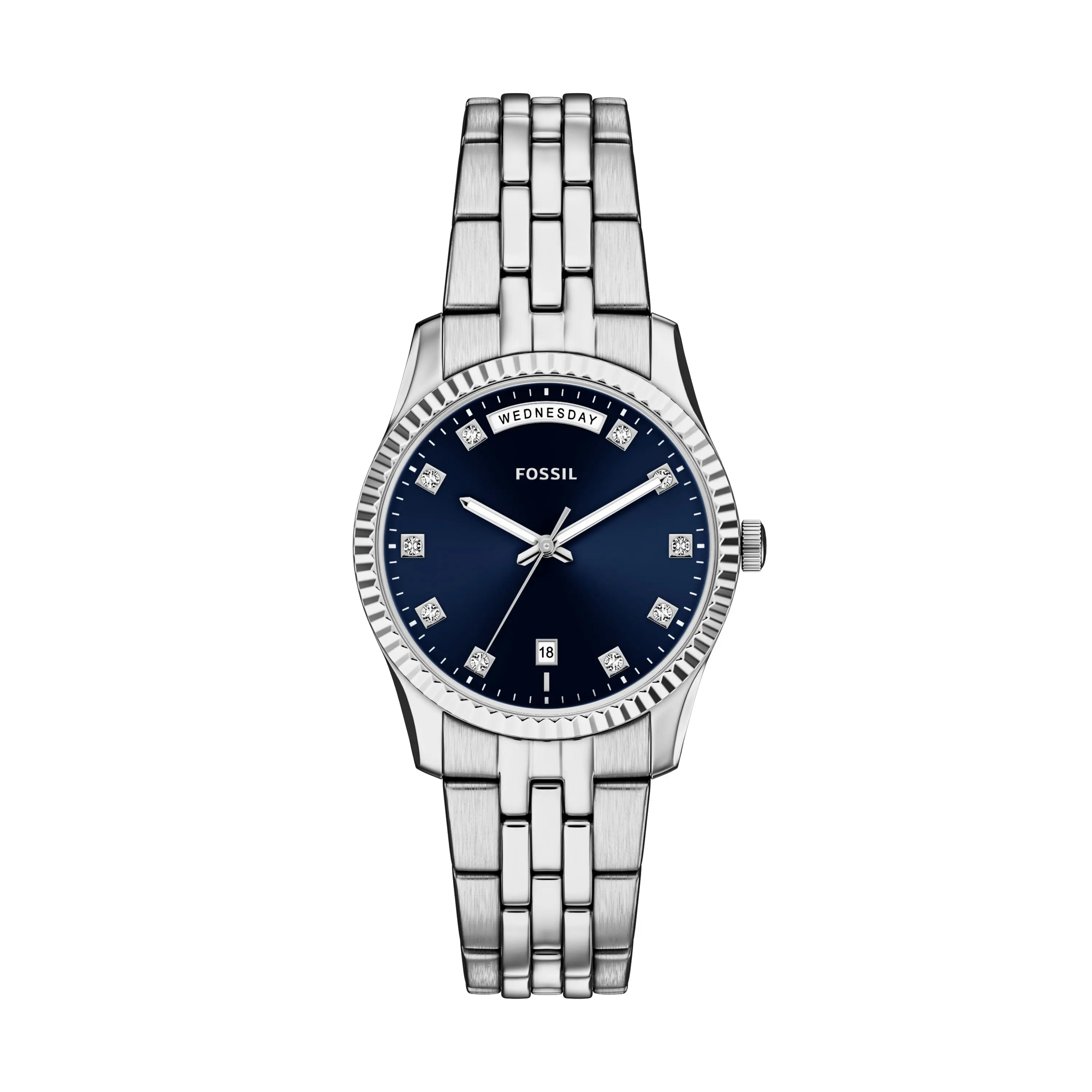 Fossil Women's Scarlette Three-Hand Day-Date Stainless Steel Watch
