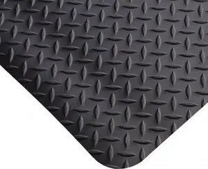 PRO-SAFE 6 ft. Long x 3 ft. Wide x 9/16" Thick Dry Environment Heavy Duty Anti-Fatigue Matting Diamond-Plate Pattern, Black, Vinyl Surface with Vinyl Sponge Base, Beveled on 4 Sides 3906509003X6