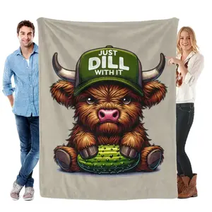 Soft Funny Throw Blanket This Adorable Highland Cow Pattern Blanket Is Soft and Comfortable, Perfect for Air-conditioned Rooms. A Warm Nap Blanket Suitable for Homes, Sofas, Bedrooms, Camping, and More.