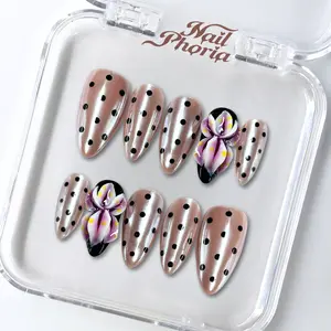 NailPhoria SMOKY LILY - Handmade Press-On Nails | Reusable, Salon-Quality, Long-Lasting, Glossy Design