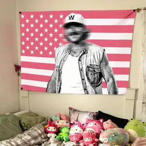 music pink flag, july 4 decor, gift for fan