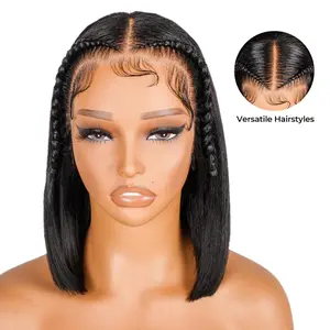 Supernova Pre-Braided Short Straight 13x4 Ready To Go Bob Wig Human Hair Pre Cut Pre Styled Guleless Bob Wig