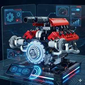 V8 Engine Building Set 660 Pieces, APP Control Electric Model with LED Lights and Simulated Transmission System, Functional Mechanical Toy for Adults