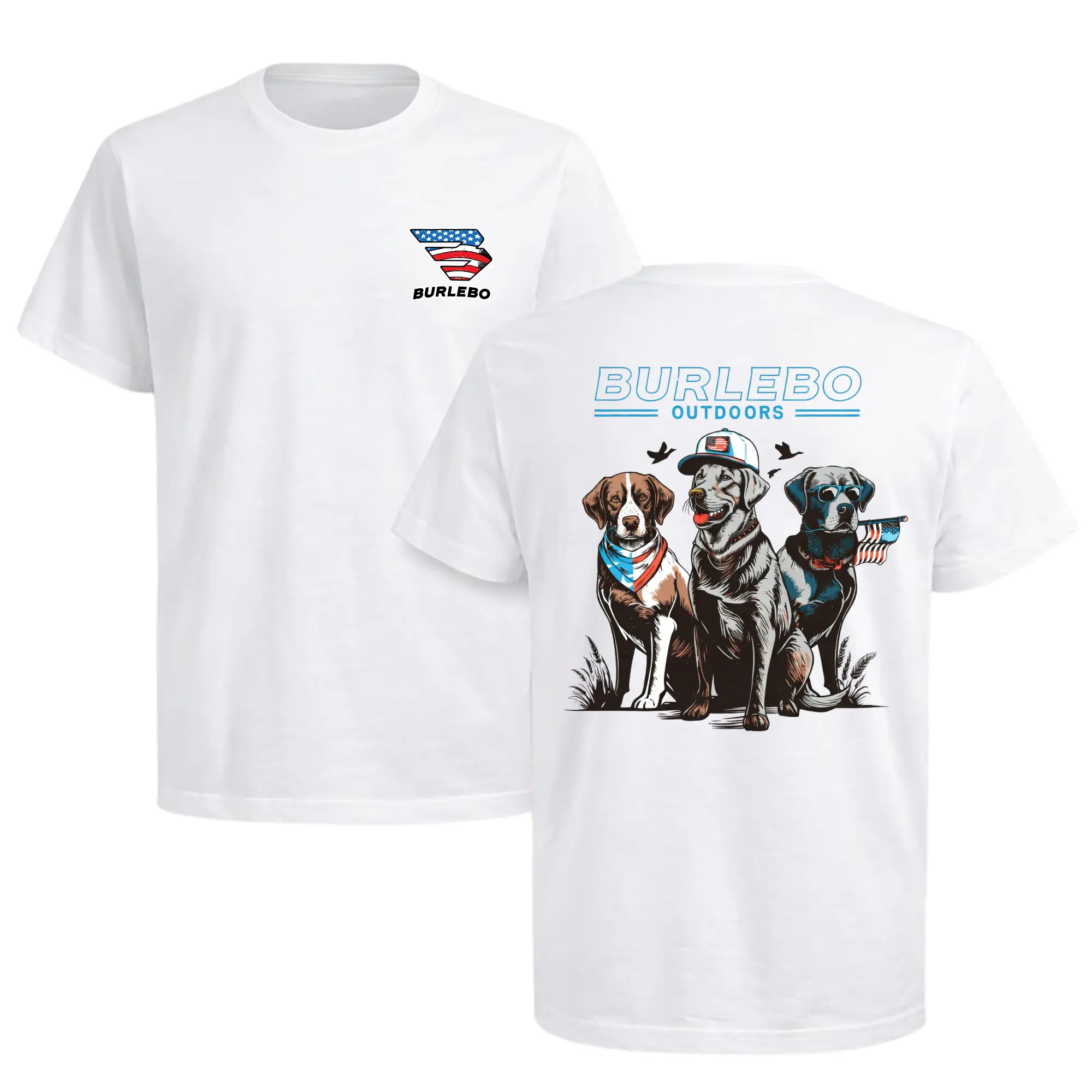 Burlebo Hunting Dog Shirt, Patriotic Dog Graphic Tee, American Flag Dog T-Shirt, Gift for Hunters