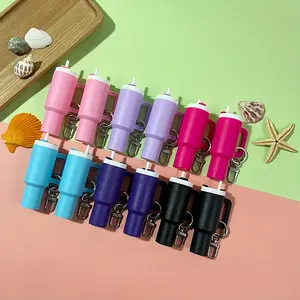 12pcs Mini Tumbler Keychain Set, Hand Washable Plastic, Simple Style, Unplated, Non-Braided, Ideal for Lipstick, Keys & Small Items, Perfect for Christmas, Thanksgiving, Mardi Gras
