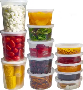 Durahome Food Storage Containers with Lids 8Oz, 16Oz, 32Oz Freezer Deli Cups Combo Pack, 44 Sets Bpa-Free Leakproof round Clear Takeout Container Meal Prep Microwavable, Airtight Lids (Mixed Sizes) DuraHome