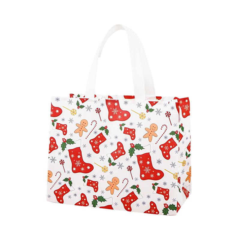 16PCS Christmas Gift Bags With Assorted Patterns. Reusable Non - Woven, Handle - Equipped. Ideal For New Year & Christmas Decor, Perfect For Holiday Gifting.Box Packs heavy-duty storage tote foldable shopping tote Water-Resistant market trip