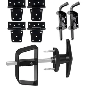 Double Door Shed Hardware Kit - Complete with Latches, Hinges, and T-Handle Lock - Includes Window and Door/Window Hinge Set, for Gates, playrooms