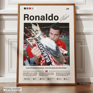 Cristiano Ronaldo Poster, Ballon d'Or Winner, Manchester United Football Print, Portuguese Football Wall Art, Man United Decor, Ronaldo Art