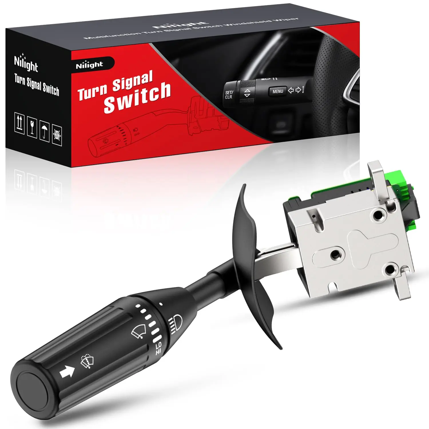 Nilight PP & ABS Durable Multifunction Turn Signal Combination Lever Switch - Plug-and-Play, OE Matched, Original Look, Multiple Controls, Easy Installation, 2008-2023 Freightliner Cascadia Auto Replacement Part