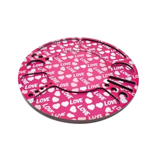 360° Rotating Pink Love Wood Tray | Handcrafted Decorative Organizer