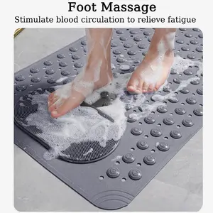 Anti-fatigue Textured Massage Shower Mat, Super Adsorption, with Massage Foot Pad, Non-slip Suction Cup Bottom, Suitable for Bathtubs and Showers Grey home essentials bathroom accessories bathroom decor set bathroom decor Water Absorbent Mat