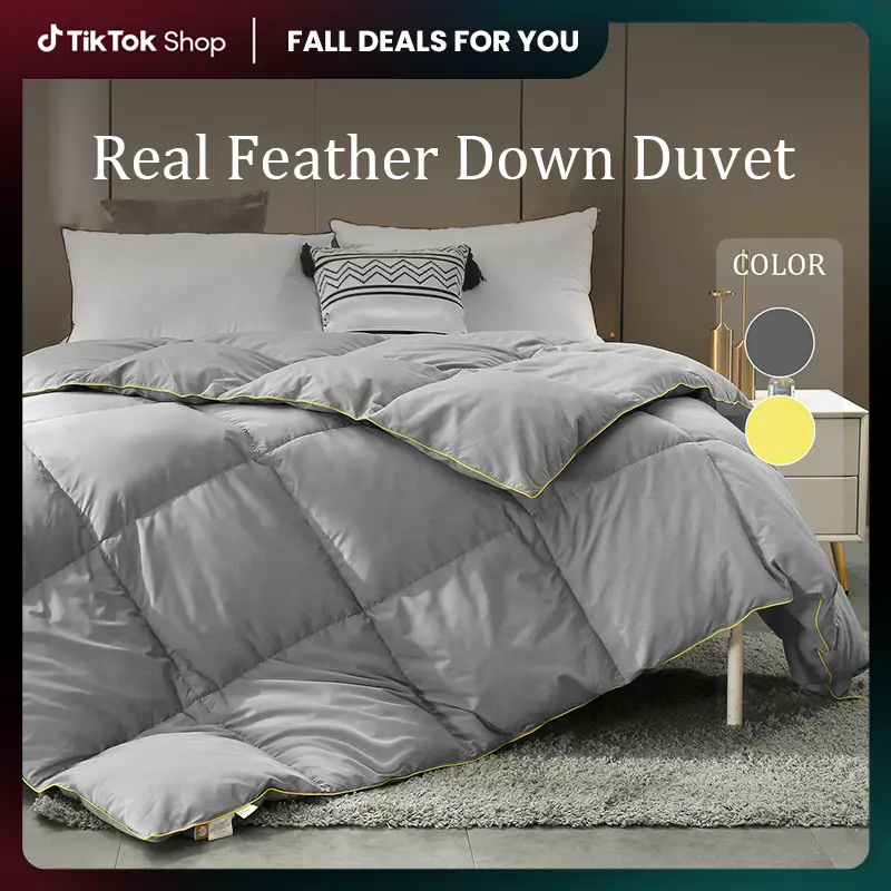 Only Live Sream-APSMILE-Real Feather Down Duvet Insert-Twin/Queen/King/Cal King size comforter-Comfy Goose down comforter Blanket Bedding Quilted-TikT