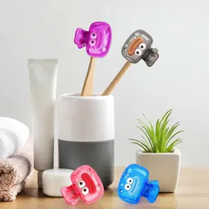 4 Pack Cute Toothbrush Covers – Kids Travel Toothbrush Protector Case, Clip-On Hygienic Cap for Manual & Electric Toothbrushes Cartoon Plastic Organiser Organiser