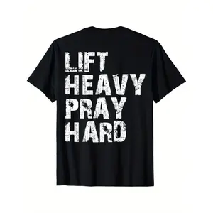 Summer t Shirts Lift Heavy Pray Hard, Gym Christian Gift For Christian T-Shirt