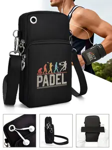 Padel Evolution Silhouette Printed Crossbody Bag Small Shoulder Purse Functional Lightweight Organizer for Sports Activities Outdoor Travel Casual Use Perfect Gift for Padel Enthusiasts and Active Lifestyle Players