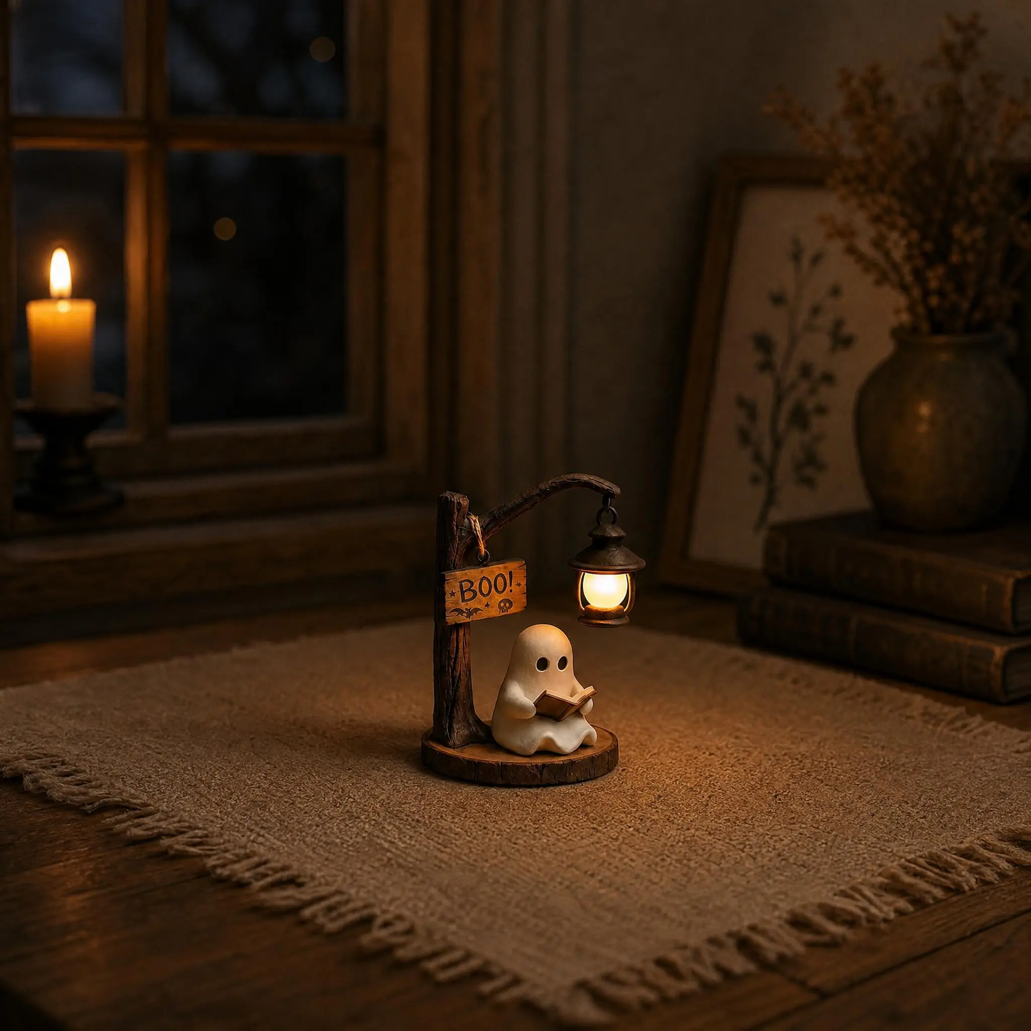 Cute Spooky Ghost Reading Lantern - Halloween Party Decor Props, Home Festive Decoration with Magical Vibe