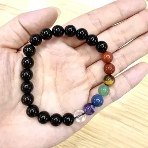 Julia(11493)gc.8 mm seven chakras bracelet 15 pcs