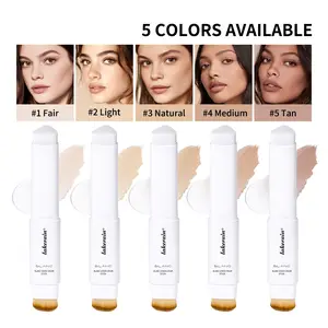 Color-Changing Triangle Foundation Stick, Concealer Foundation Hybrid, Dual-Head Two-In-One Foundation Brush, Lightweight Moisturizing Easy Application, Long-Lasting Waterproof, Hydrating Flawless Coverage