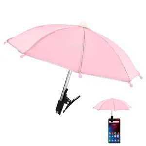 Mini Phone Umbrella with Clip Stand, Sunshade for Beach Pool Outdoor, Prevents Glare, Essential Summer Accessory