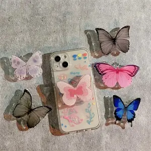 Acrylic Butterfly Phone Stand Socket Holder Grip Trendy Mobile Phone Accessories Applicable For Apple Huawei Xiaomi Samsung Case