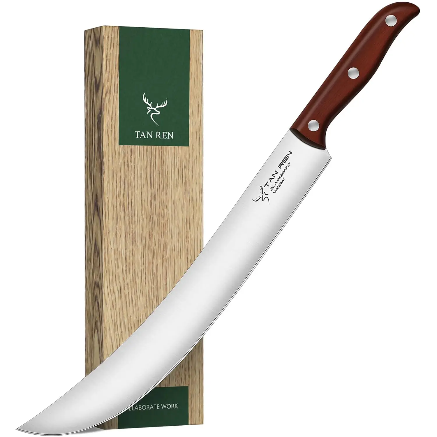 TAN REN Brisket Knife,12 Inch Kitchen Knife,Sharp Slicing Carving Knife, high hardness stainless steel Brisket Slicing knife, Full Tang Meat Carving K