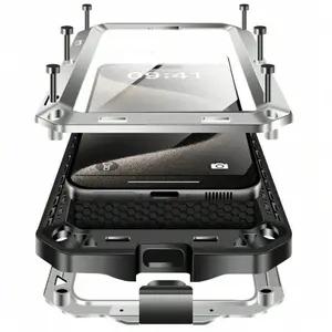 Liu Fei DigitalMetal Case, Heavy Duty Shockproof Tough Rugged Case With Built-In Glass Screen Protector, 360 Full Body DustProof Protective Cover For IPhone 16/15/14/13/12/11 Pro Max/15 Plus/14 Plus/12 Mini/13 Mini/XR/XS Max/X/XS/SE 2022/SE 2020/7 Plus/8