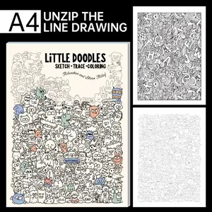 Little Doodles Coloring Book, Cute Cartoon Doodle Sketch Trace & Coloring Pages, Stress Relief Relaxation Activity Book For Adults & All Ages