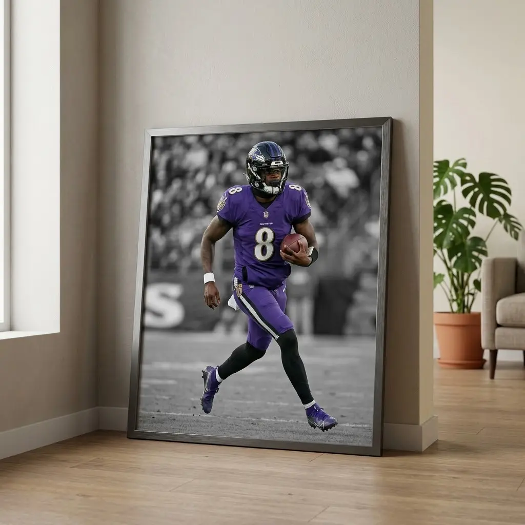 Baltimore Ravens LAMAR JACKSON Glossy 8x10 Photo Spotlight Print Football Poster, No Frame