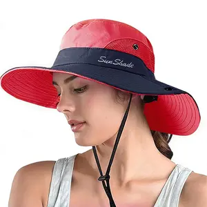 Womens Sun Shade Wide Brim Sun Hat UPF 50 Breathable Mesh Bucket Hat