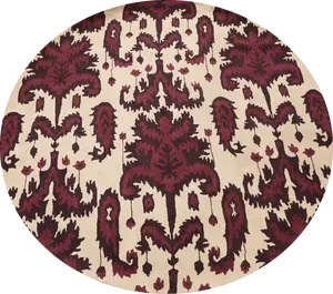 Abstract Floral Round Rug 10x10 - Burgundy & Cream Pattern for Living Room Decor