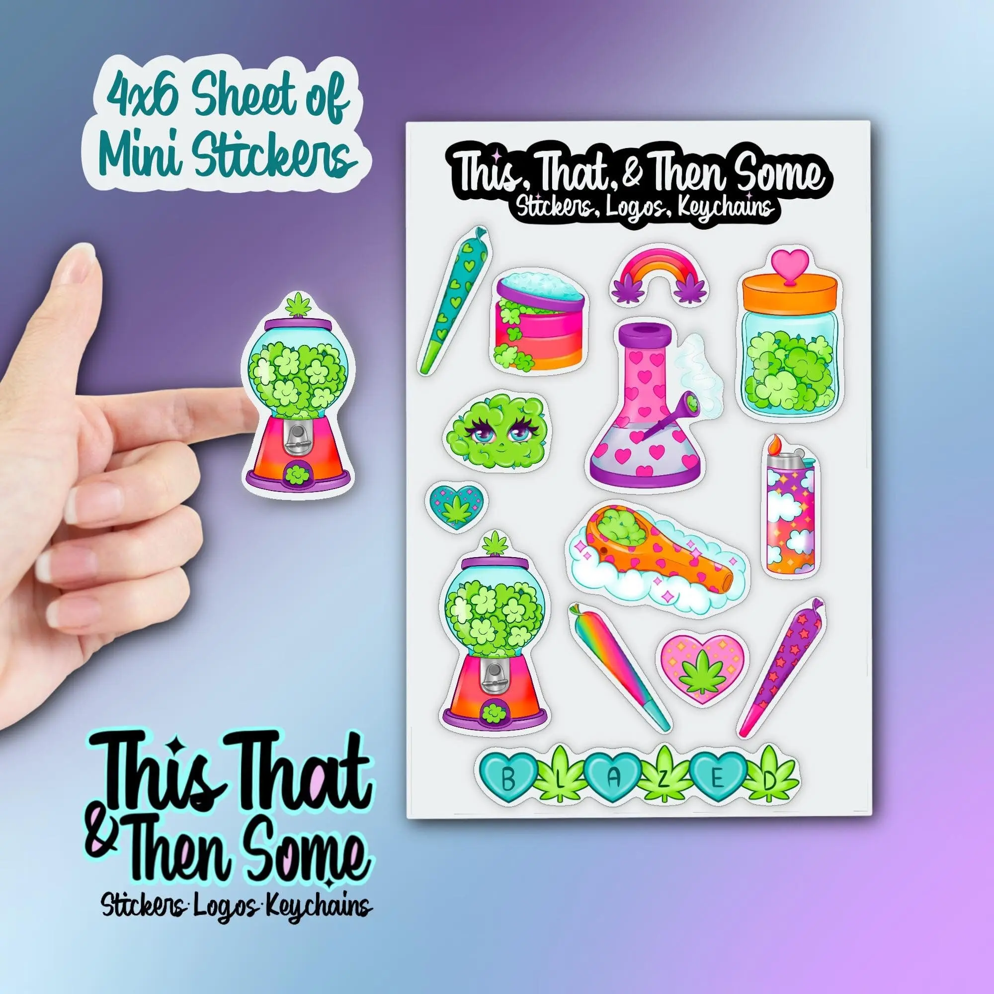 Holo 420 Sticker Sheet, Stoner Stickers, Gifts for cannabis lovers, Marijuana Decals, Cute Weed sticker sheet