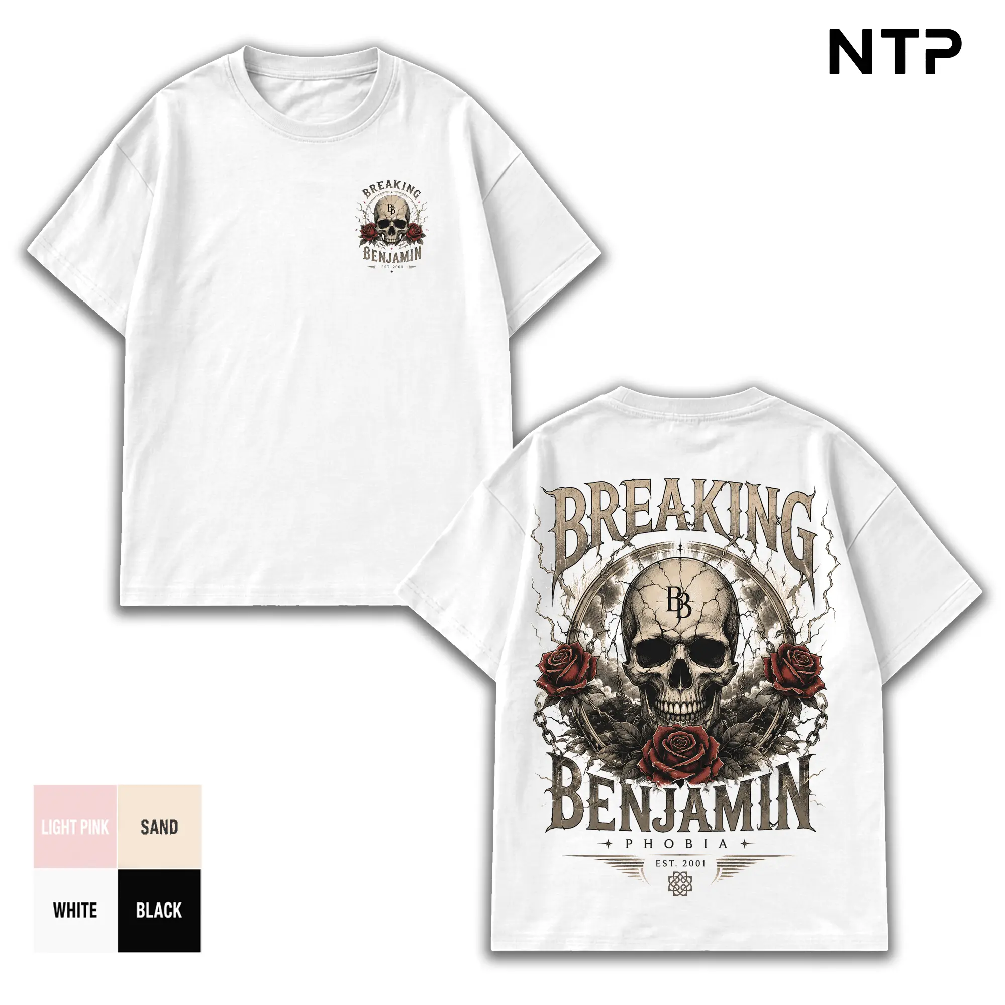 Breaking Benjamin Skull and Roses T-Shirt Hoodie, Alternative Metal Rock Band Graphic Tee, Vintage Distressed Hard Rock Shirt, Gothic Concert Music Tee, Heavy Rock Fan Gift, Unisex Casual Band Tee for Men Women