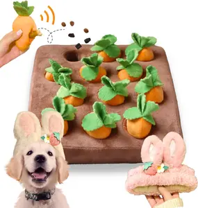 CECE PAW Interactive Dog Toys, 12 Squeaky Carrots Dog Enrichment Puzzle, 24 Treat Pockets Snuffle Mat for Mental Stimulation and Puppy Training, Small, Medium and Large Dogs