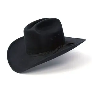 Black Felt Finish Western Cattleman Hat with Black Hat Band