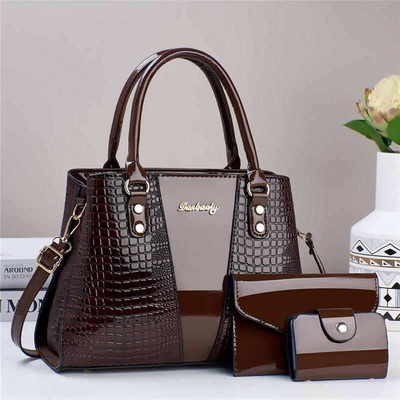 Crocodile Embossed Handbag & Wallet Set for Women Elegant Fashion Shoulder Bag Coin Purse Casual Trendy Versatile High-quality Daily Commuting Bag Set