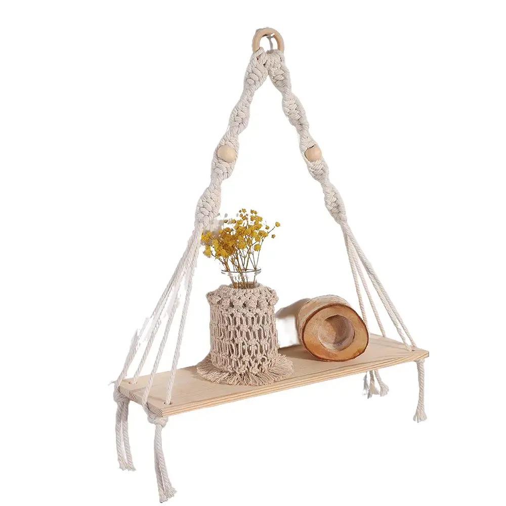 Hand-Woven Cotton Tapestry Wall Decoration Rack, Rectangle Shape, A & C Styles, 2 Sizes Hanging Home Decor Shelf Hook, Wall Mount
