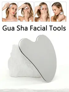Metal Facial Tool – Stainless Steel Guasha Scraping Tool for Lymphatic Drainage, Face Sculpting & Jawline Massage, Facial Skin Care Tool with Pouch