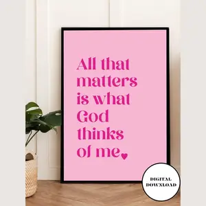 Pink Girly Christian Wall Art – Trendy Faith Print Poster for Room Decor, Unframed –  5 Sizes (8x12–27x40 inch)