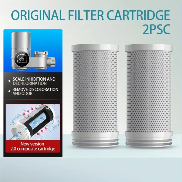 2Pcs Activated Carbon Faucet Filter Cartridges - Durable, Effective Replacement (264 Gal Capacity) for Mounted Faucet Tap Filters, Indoor Household Clean Water Solution for Kitchen, Bedroom, Bathroom Sinks, Water Filtration Accessory