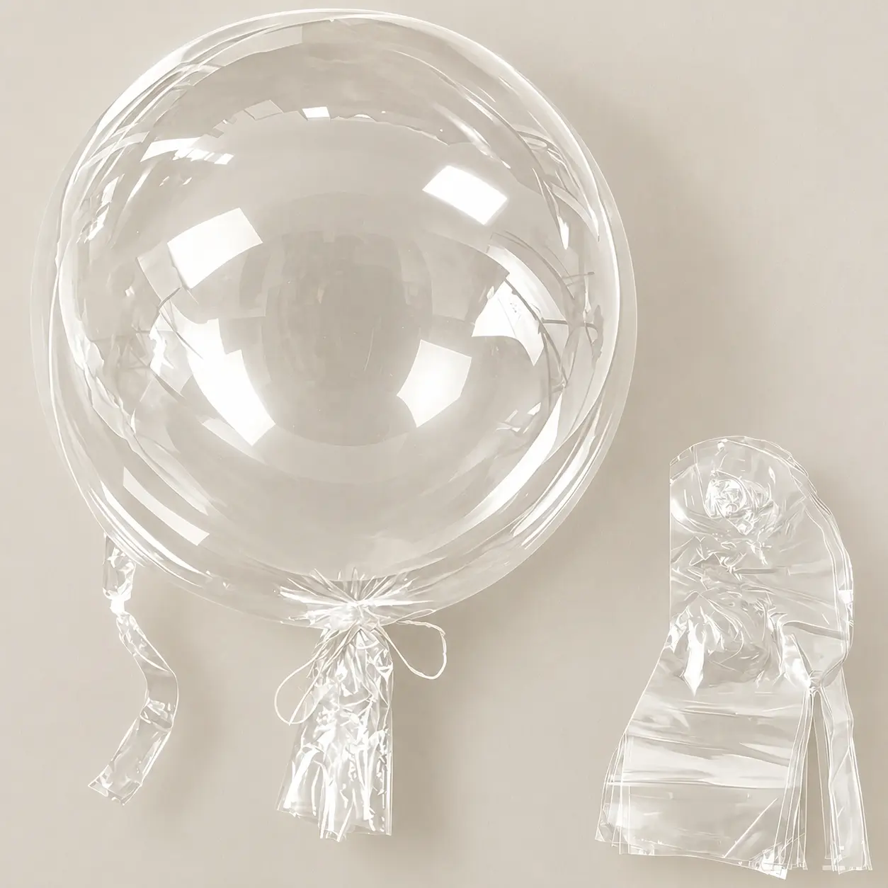 Transparent Round & Heart Fabric Bobo Bubble Balloons, 20in-24in-22in-26in-30in Wide Mouth Zipperless, for Wedding & Festival Indoor Outdoor Decorations, 24 In