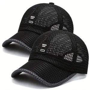 2pcs Summer Men's and Women's Hats, Sun Hats, Outdoor Quick Drying Mesh Hats, Breathable Duckbill Hats, Large Brim Baseball Caps