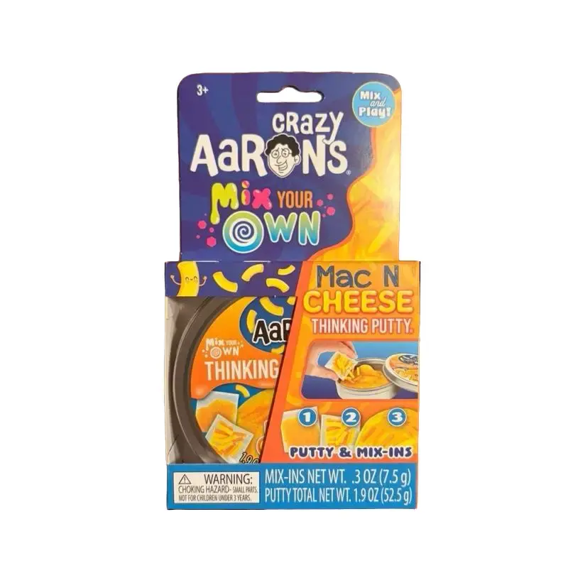 Authentic Crazy Aaron’s Mix Your Own Mac N Cheese Thinking Putty, Creative Play Mixing Kit with Putty Base, Stress Relief Classic Novelty Toy