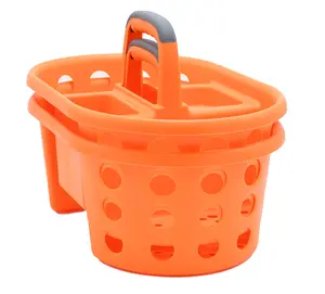 SIMPLYKLEEN 2-Pack Shower Caddy Basket Plastic Organizer Set with Handle for College Dorm Bathroom - Portable Divided Storage Organizer Orange