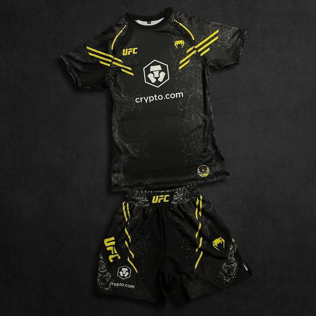 UFC New Octagonal Cage Fighting Night Men's and Children's MMA Loose Breathable Speed Drying Boxing Training Sports Set