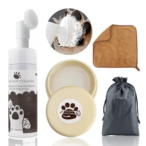 PetPawCare Dog Paw Cleaner No-Rinse 5 Oz with Balm & Microfiber Towel for Dry Cracked Paws & Nose Safe All-Natural Ingredients 4-in-1 Care Set for Dogs & Cats