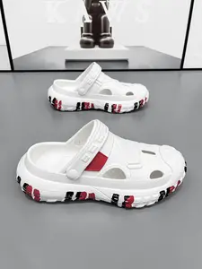 Trendy Camouflage Thick Sole Men's Hole Shoes, Eva One-Piece Anti-Slip Sandals, Adjustable Back Strap, Breathable, Durable, Comfortable