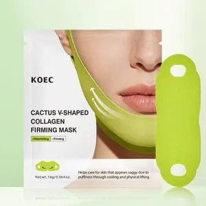 Cactus V-Shaped Collagen Firming Mask - Lift, Firm & Contour Jawline, Tightening Double Chin Strap with Aloe,  Chin V-Line Lifting Mask for Sleeping