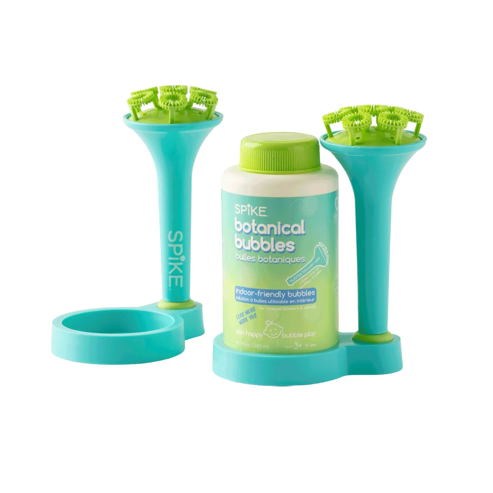 (New) Sensory Bubble Play Skin Happy Botanical Bubbles - 9.5 fl oz Bubbles, 2 Bubble Blowers & 2 Bubble Trays
